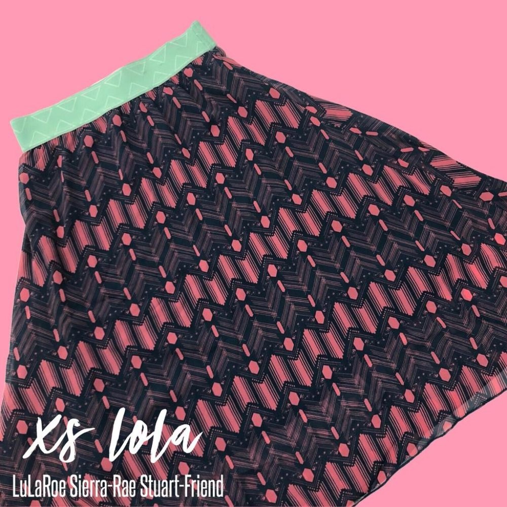 LuLaRoe Navy and Pink Chiffon Lola Skirt